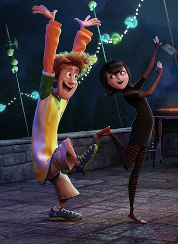 Johnny (Andy Samberg), Mavis (Selena Gomez), Dracula (Adam Sandler), Wayne (Steve Buscemi), Eunic (Fran Drescher), Frank (Kevin James), Mummy the Mummy in Columbia Pictures' HOTEL TRANSYLVANIA 2.