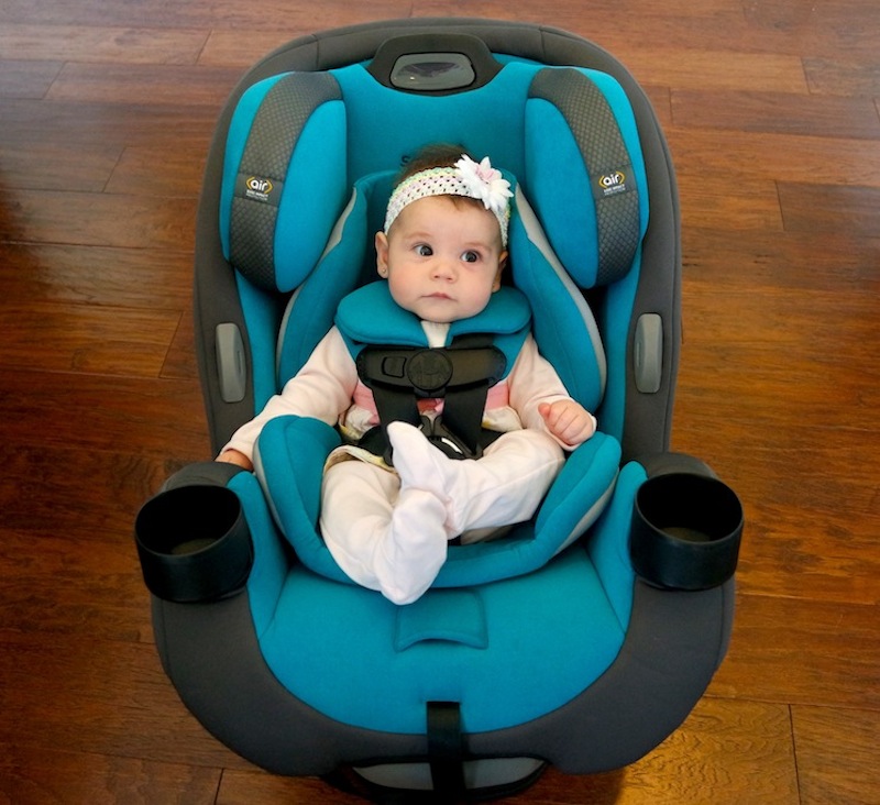 Trying out her new Safety 1st Grow and Go Air 3-in-1 car seat