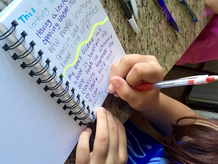 Writing in a journal